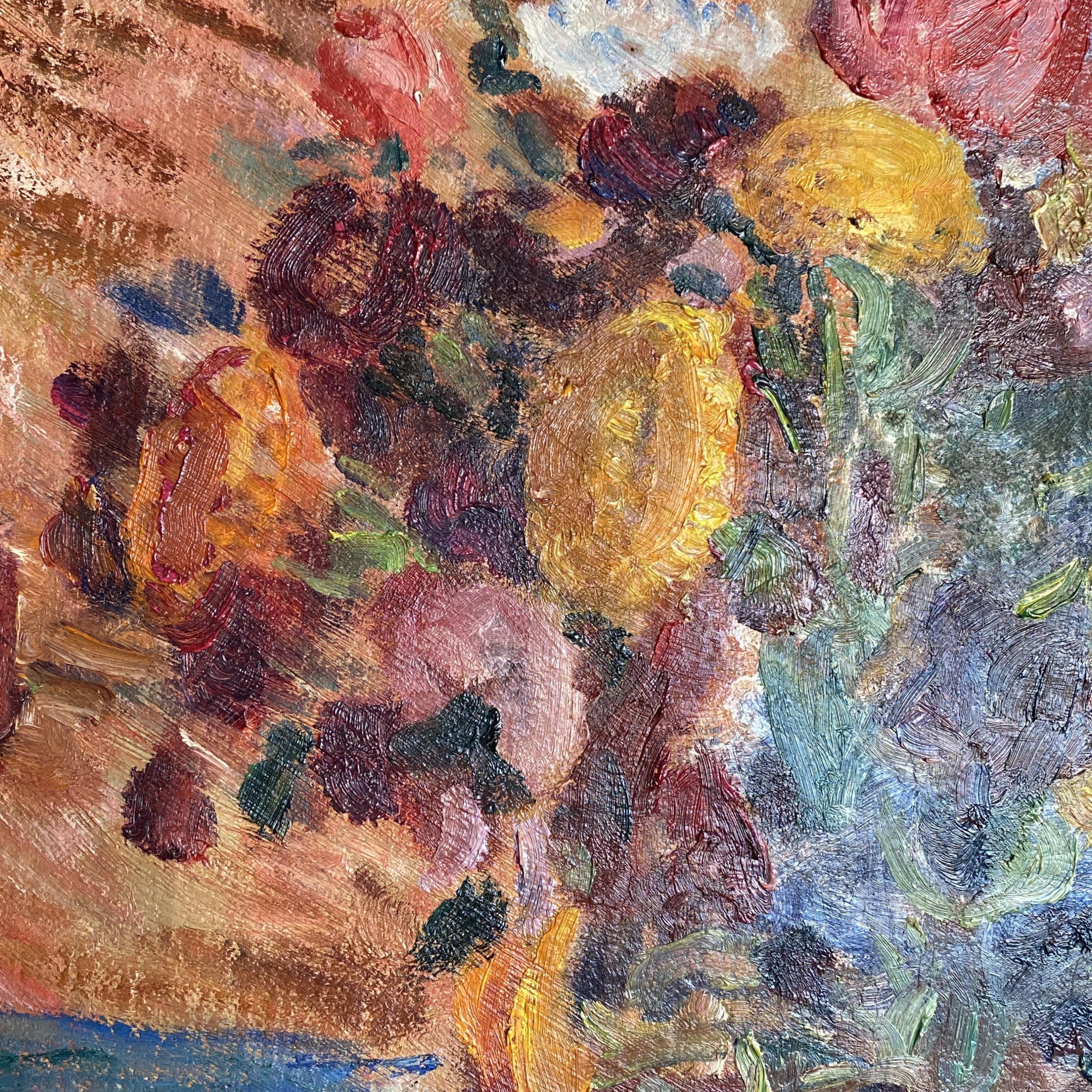 Danish Sigurd Swane, Oil on Canvas, Arrangement with Flowers For Sale