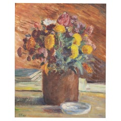 Vintage Sigurd Swane, Oil on Canvas, Arrangement with Flowers