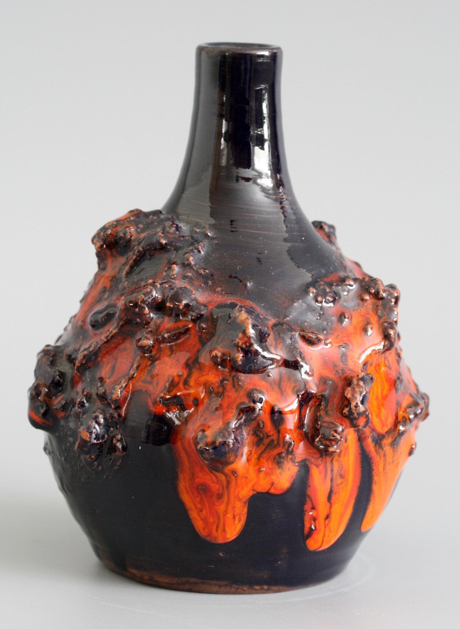 Late 20th Century Sigurður Hákon Arnórsson Icelandic Volcanic Lava Art Pottery Vase