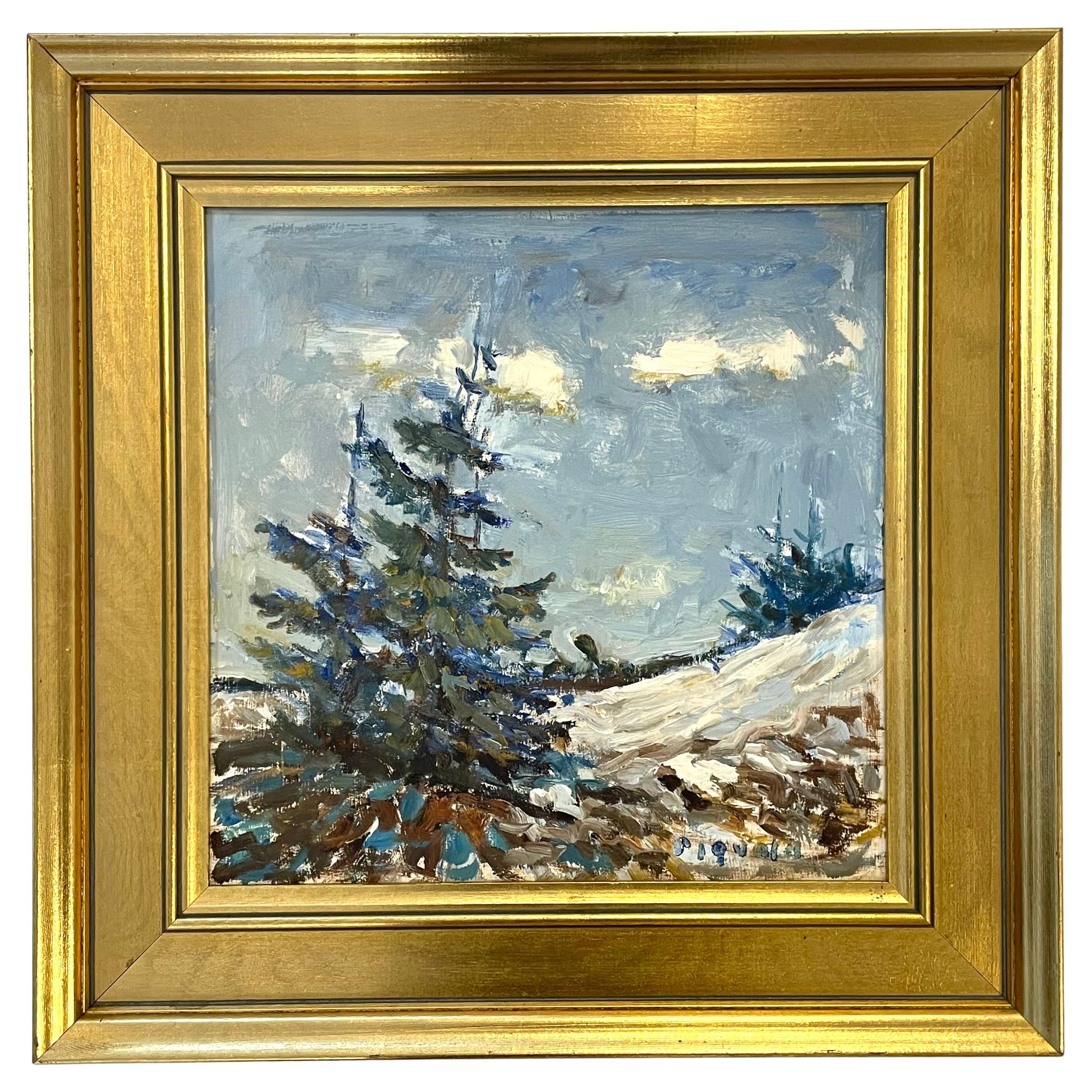 Sigvald Tingkær (1927-2017) original mid century winter landscape oil painting