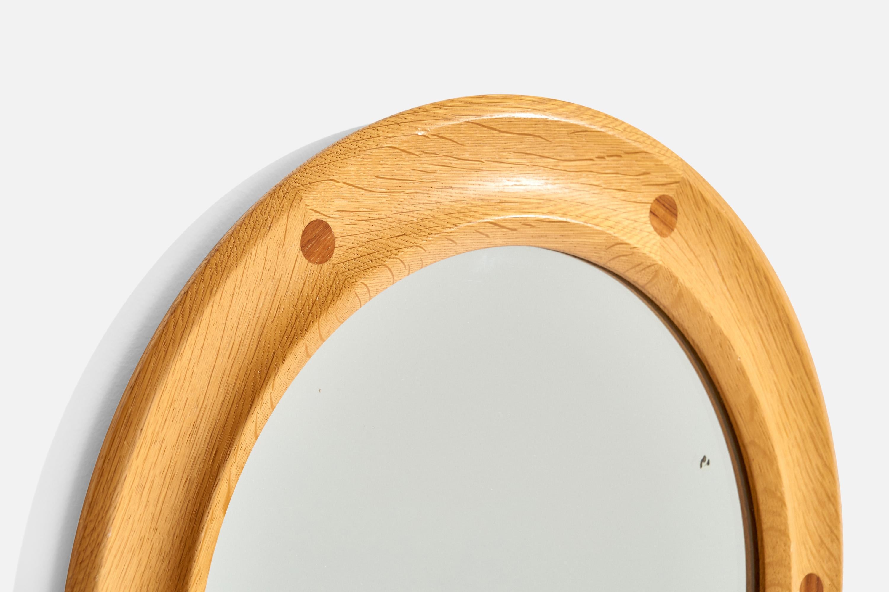 Suédois Sigvard Bernadotte & Acton Bjørn, Miroir mural, Oak, Teck, Suède, années 1960 en vente