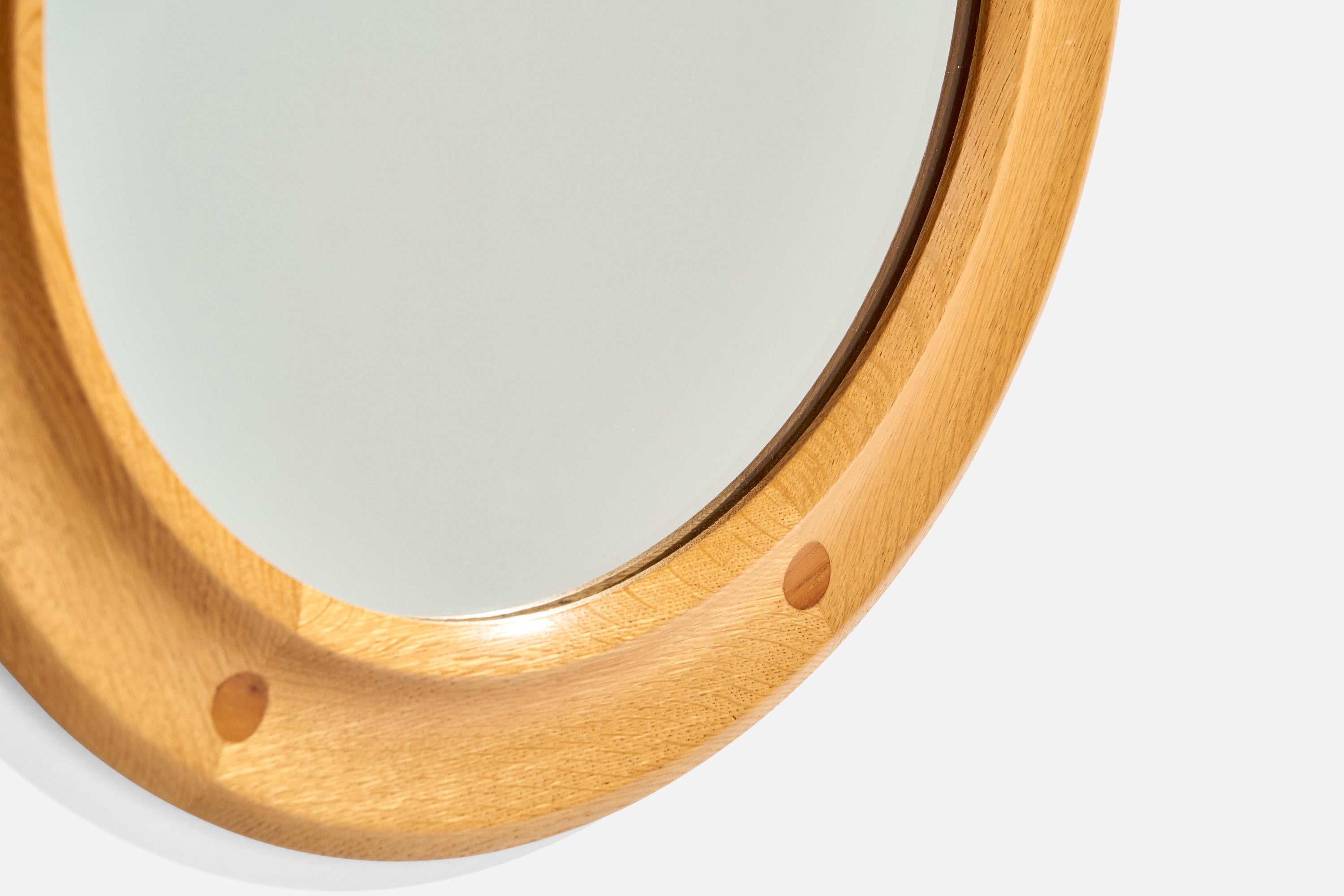 Chêne Sigvard Bernadotte & Acton Bjørn, Miroir mural, Oak, Teck, Suède, années 1960 en vente