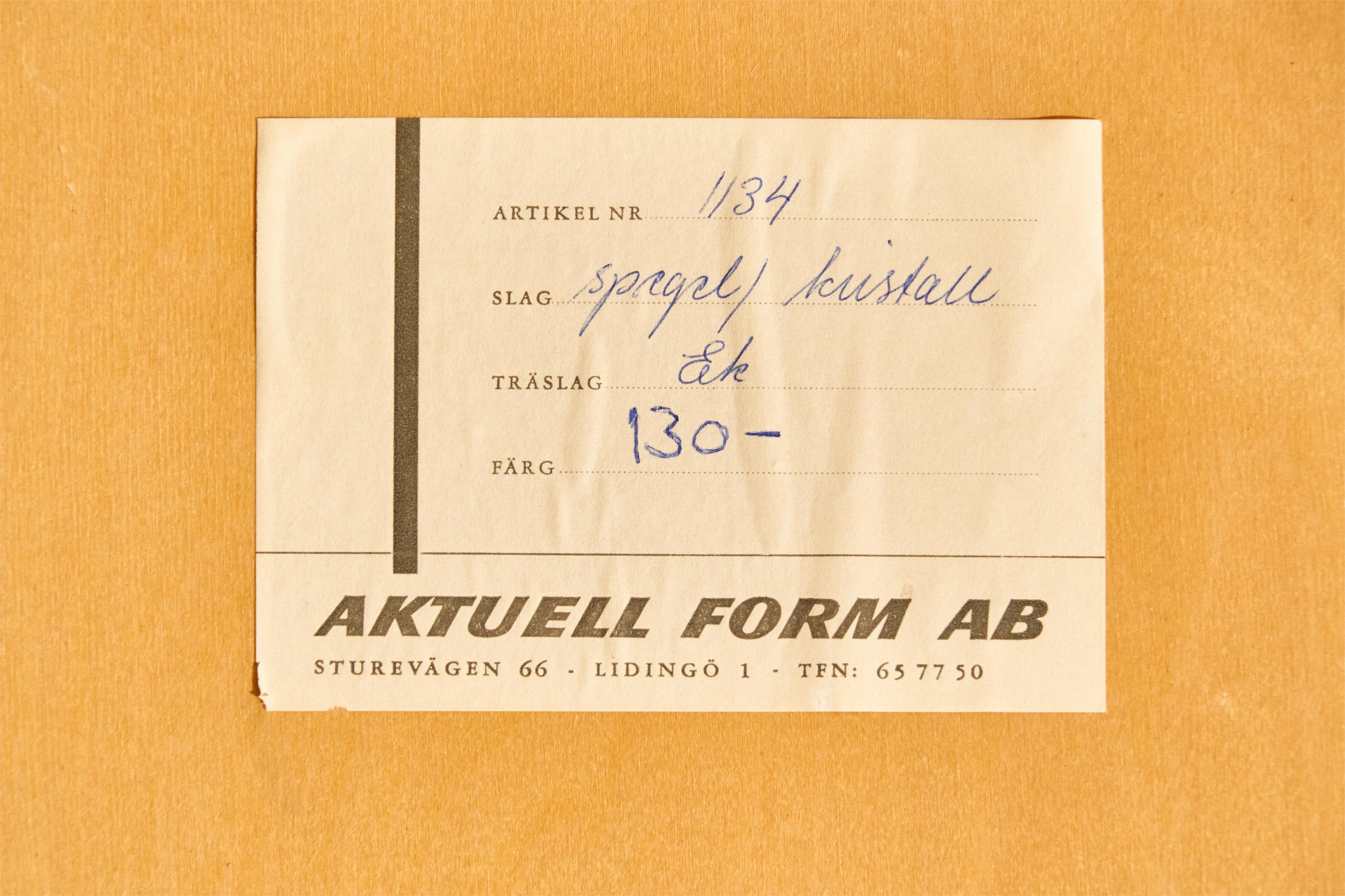 Sigvard Bernadotte & Acton Bjørn, Miroir mural, Oak, Teck, Suède, années 1960 en vente 1