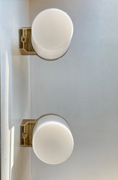 Sigvard Bernadotte Bathroom Wall Sconces in Porcelain & Opaline Gliass, 1970s