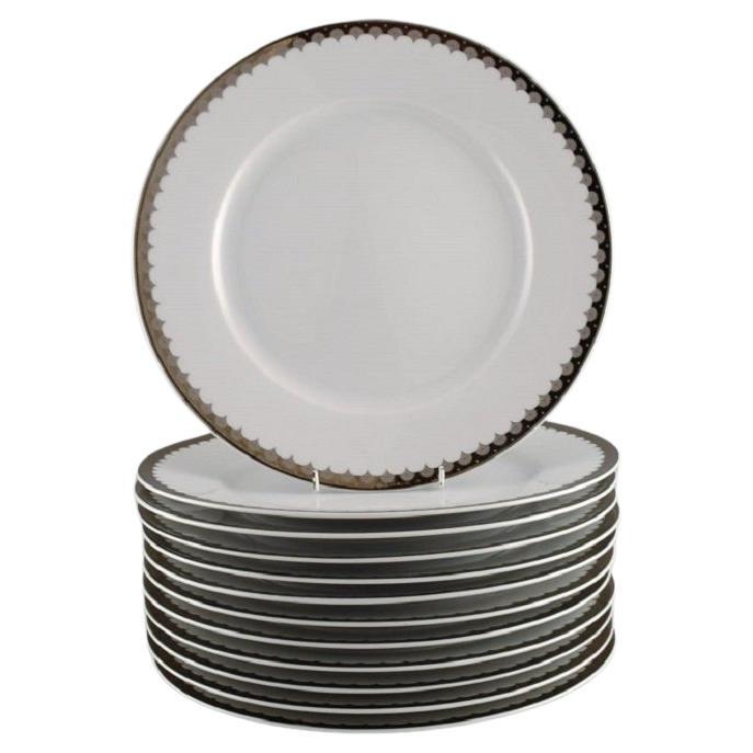 Douze grandes assiettes plates en porcelaine de Sigvard Bernadotte pour Christineholm