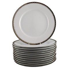 Sigvard Bernadotte for Christineholm, Twelve Large Dinner Plates in Porcelain