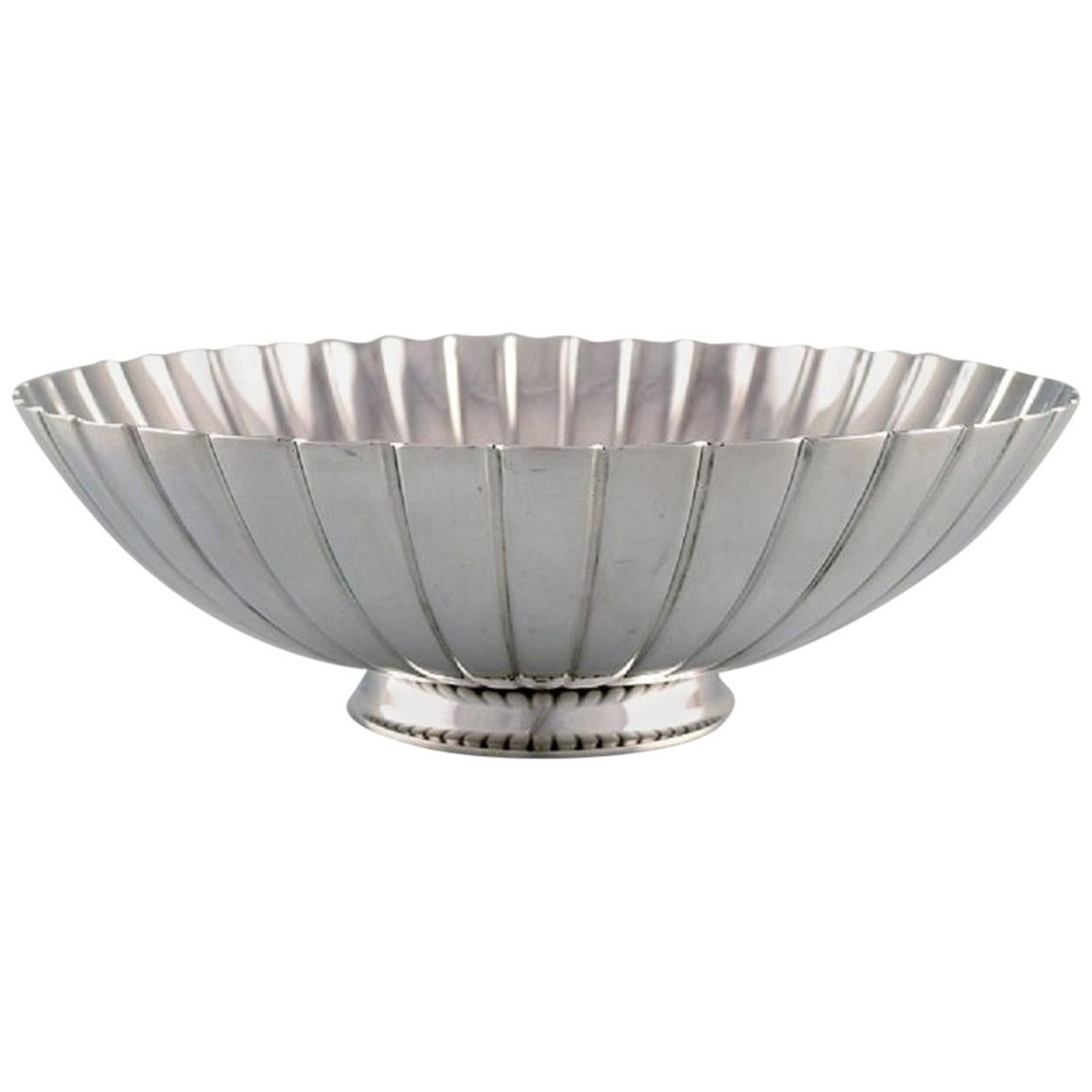 Sigvard Bernadotte for Georg Jensen, Large Strawberry Bowl in Sterling Silver