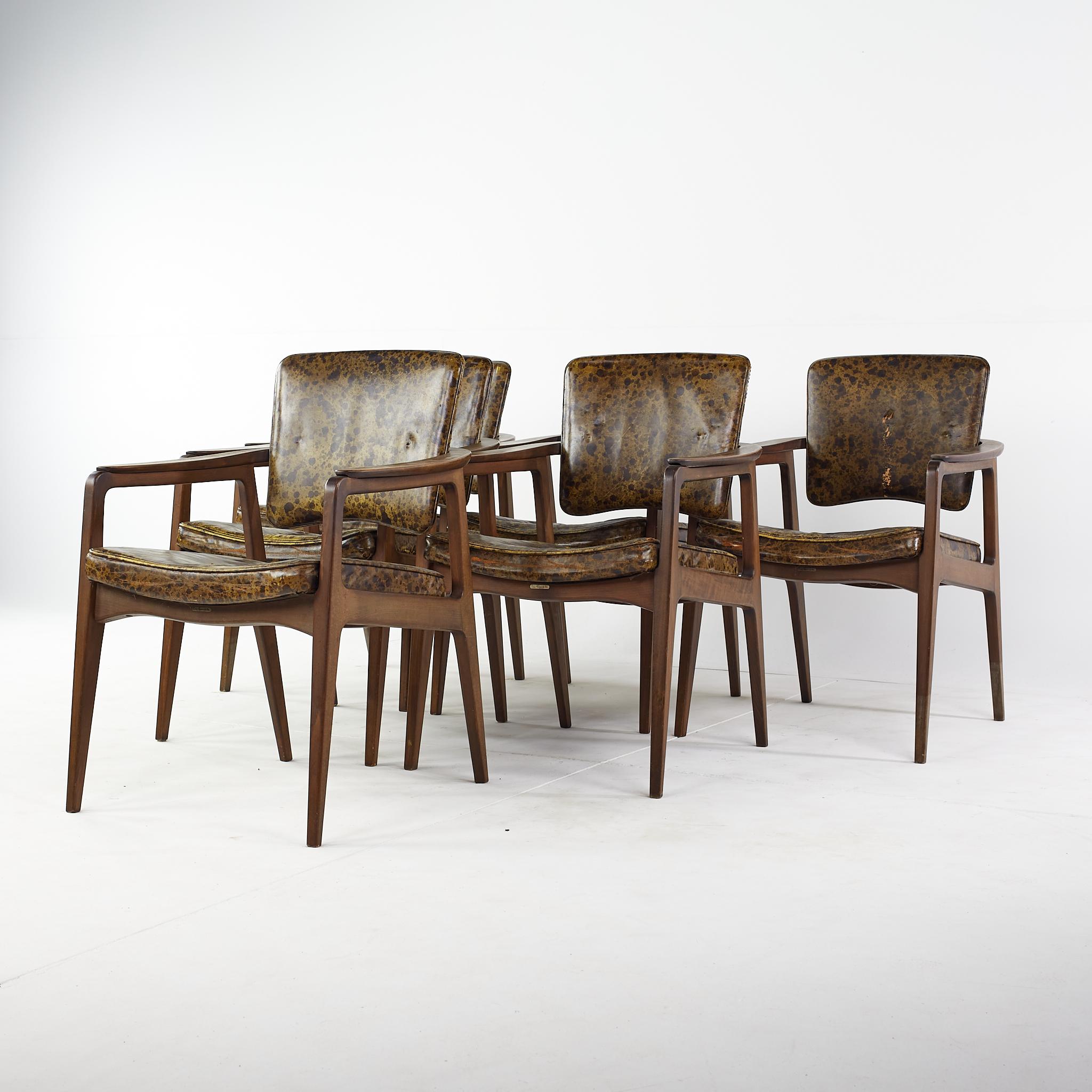 Mid-Century Modern Sigvard Bernadotte Prince of Sweden John Stuart MCM Teak Dining Chairs, Set 6 For Sale