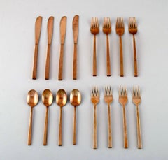 Sigvard Bernadotte 'Scanline' Brass Cutlery, Complete Dinner Service for 10 P.