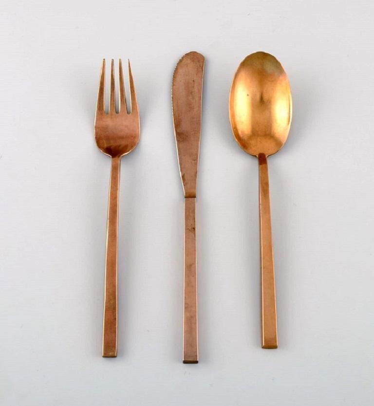 Danish Sigvard Bernadotte 'Scanline' Brass Cutlery, Complete Dinner Service for 10 P.