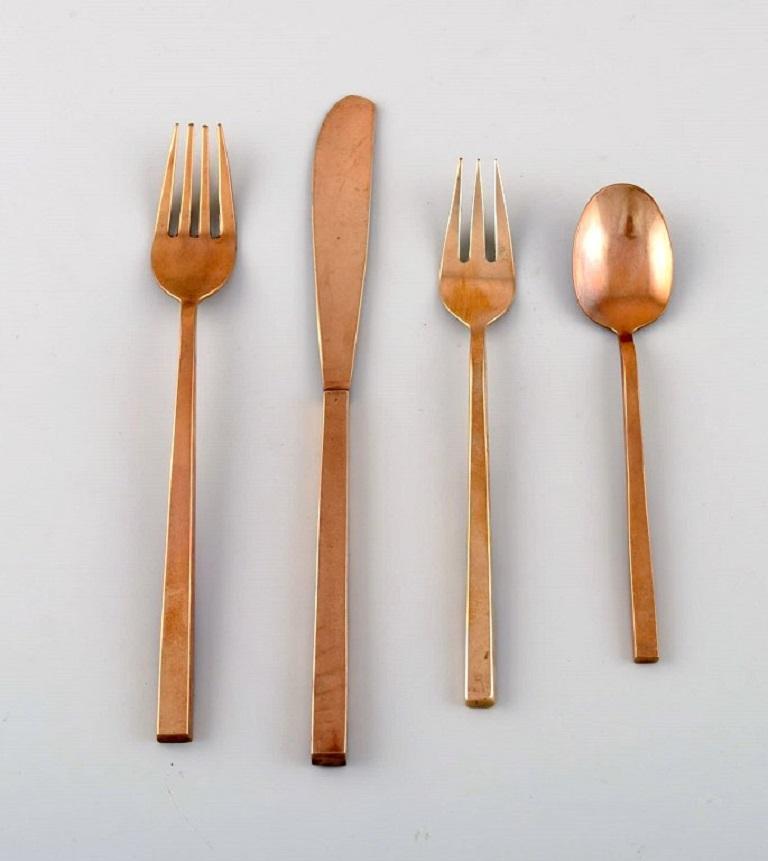 Mid-20th Century Sigvard Bernadotte 'Scanline' Brass Cutlery, Complete Dinner Service for 10 P.