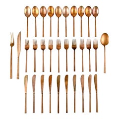 Sigvard Bernadotte 'Scanline' Brass Cutlery, Complete Dinner Service for 10 P.