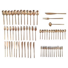 Sigvard Bernadotte 'Scanline' Brass Cutlery, Complete Dinner Service for 12 P