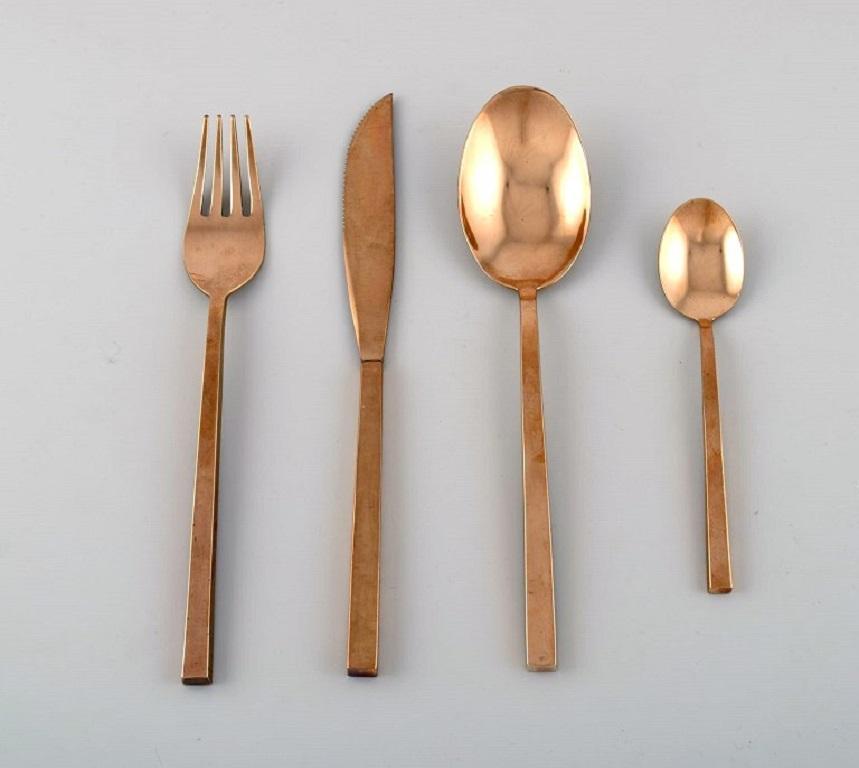 Danish Sigvard Bernadotte 'Scanline' Brass Cutlery, Dinner Service for 10 People