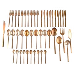 Sigvard Bernadotte 'Scanline' Brass Cutlery, Dinner Service for 10 People