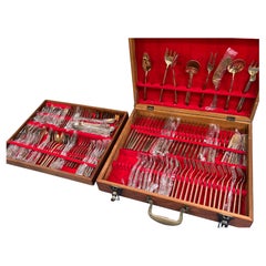 Sigvard Bernadotte "Scanline" brass flatware. 12 person dinner set. 145 pieces