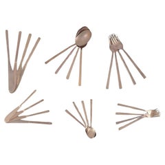Sigvard Bernadotte 'Scanline' brass flatware. Four-person dinner set. 20 pieces