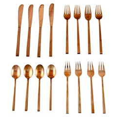 Sigvard Bernadotte 'Scanline' Brass Lunch Cutlery Complete for Four People