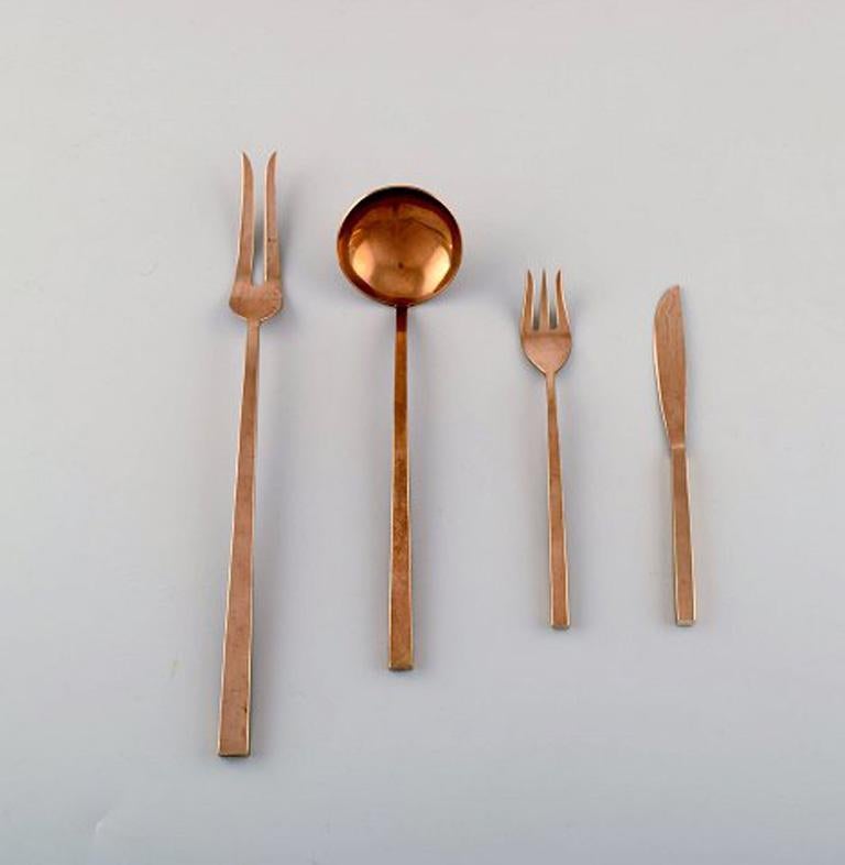 Scandinavian Modern Sigvard Bernadotte 'Scanline' Cutlery in Brass Complete for 4 Persons