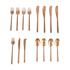 Sigvard Bernadotte 'Scanline' Cutlery in Brass Complete for 4 P