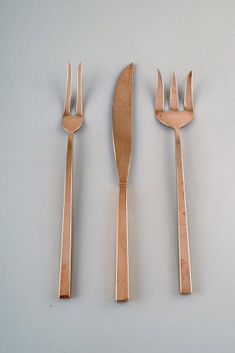 Scandinavian Modern Sigvard Bernadotte 'Scanline' Cutlery in Brass Complete for 6 Person