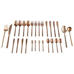 Sigvard Bernadotte 'Scanline' Cutlery in Brass Complete for Four People