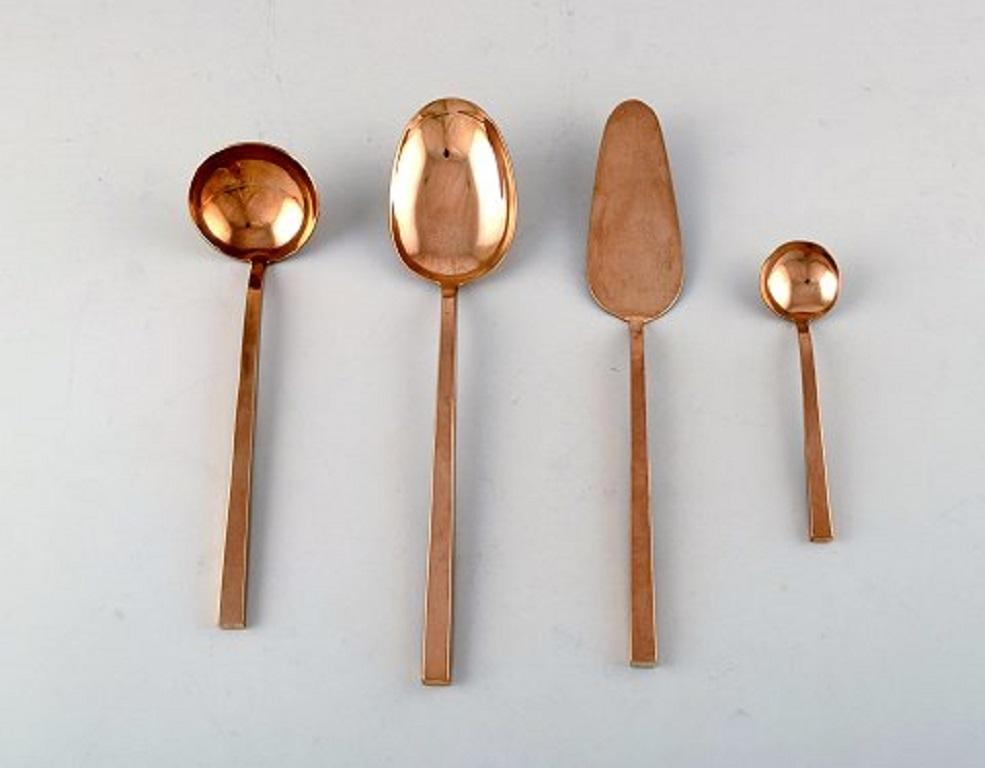 Scandinavian Modern Sigvard Bernadotte 'Scanline' Cutlery in Brass Complete for Six People