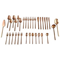 Sigvard Bernadotte 'Scanline' Cutlery in Brass Complete for Six People