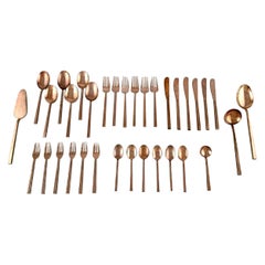 Sigvard Bernadotte 'Scanline' Cutlery in Brass Complete for Six People