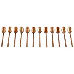 Sigvard Bernadotte 'Scanline' Cutlery in Brass, Set of Twelve Teaspoons
