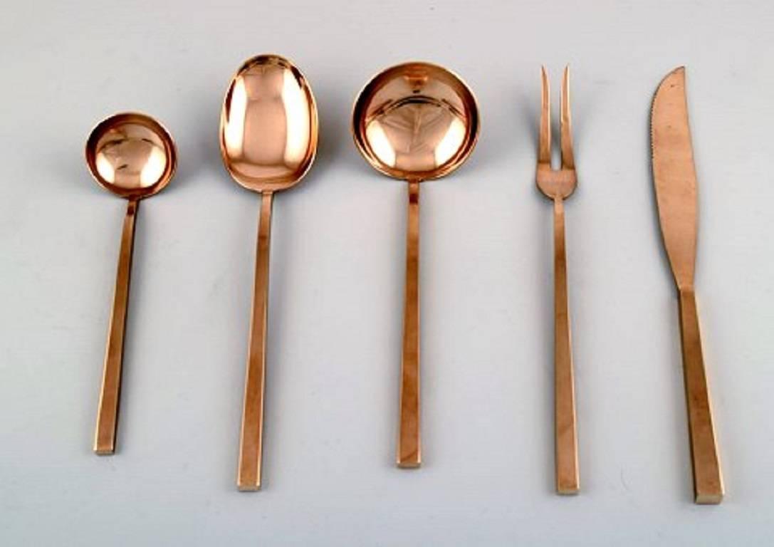 Scandinavian Modern Sigvard Bernadotte 'Scanline' Cutlery of Brass Complete for 12 Pieces