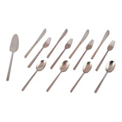 Sigvard Bernadotte 'Scanline' cutlery set in brass. Complete lunch service.