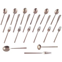 Sigvard Bernadotte. Scanline cutlery set in brass. Dinner service for six people