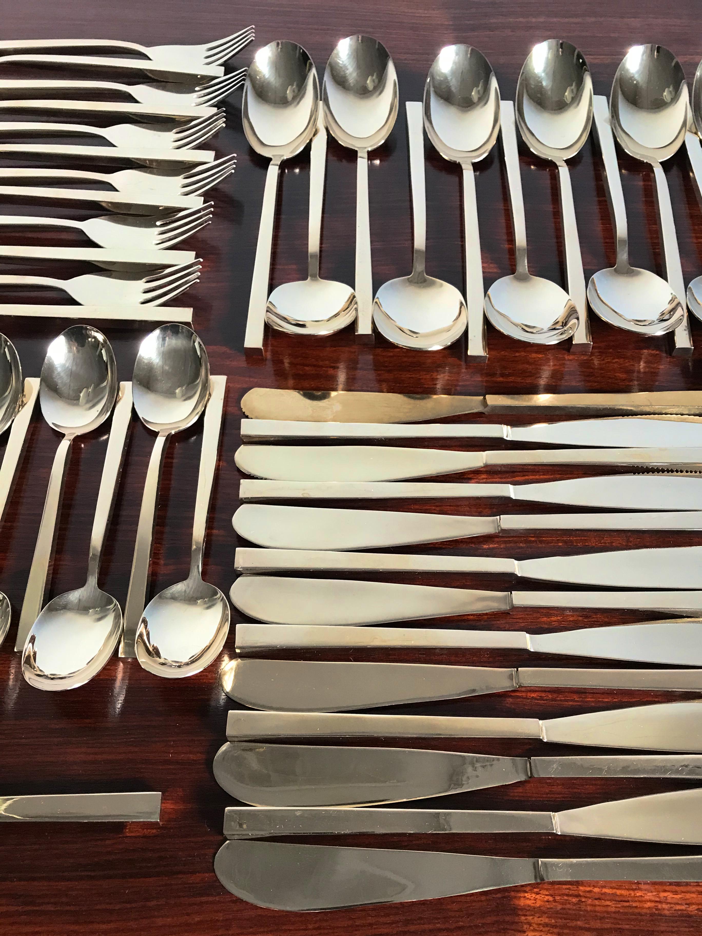 Mid-20th Century Sigvard Bernadotte Scanline Midcentury Brass Cutlery Tableware, 1950s