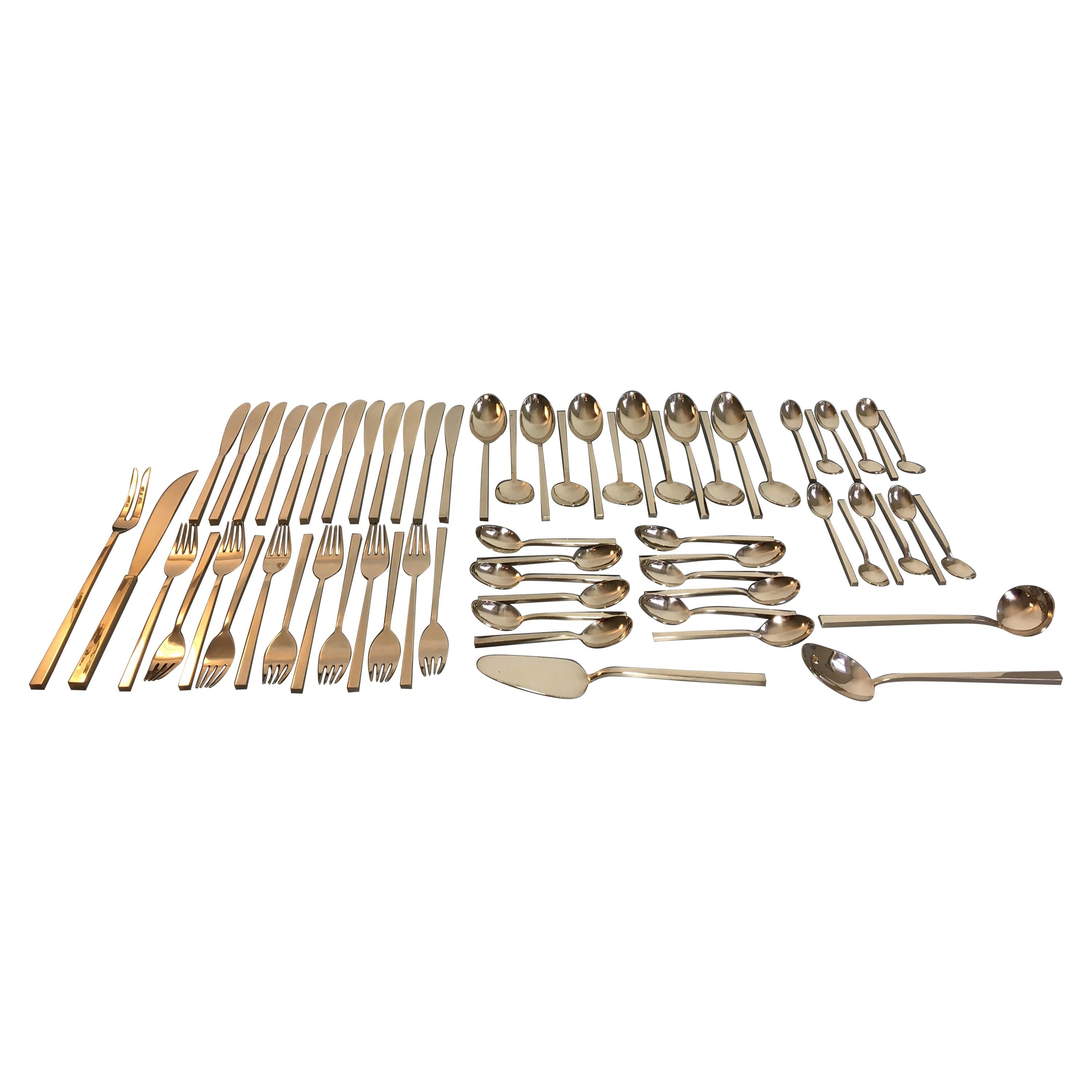 Sigvard Bernadotte Scanline Midcentury Brass Cutlery Tableware, 1950s