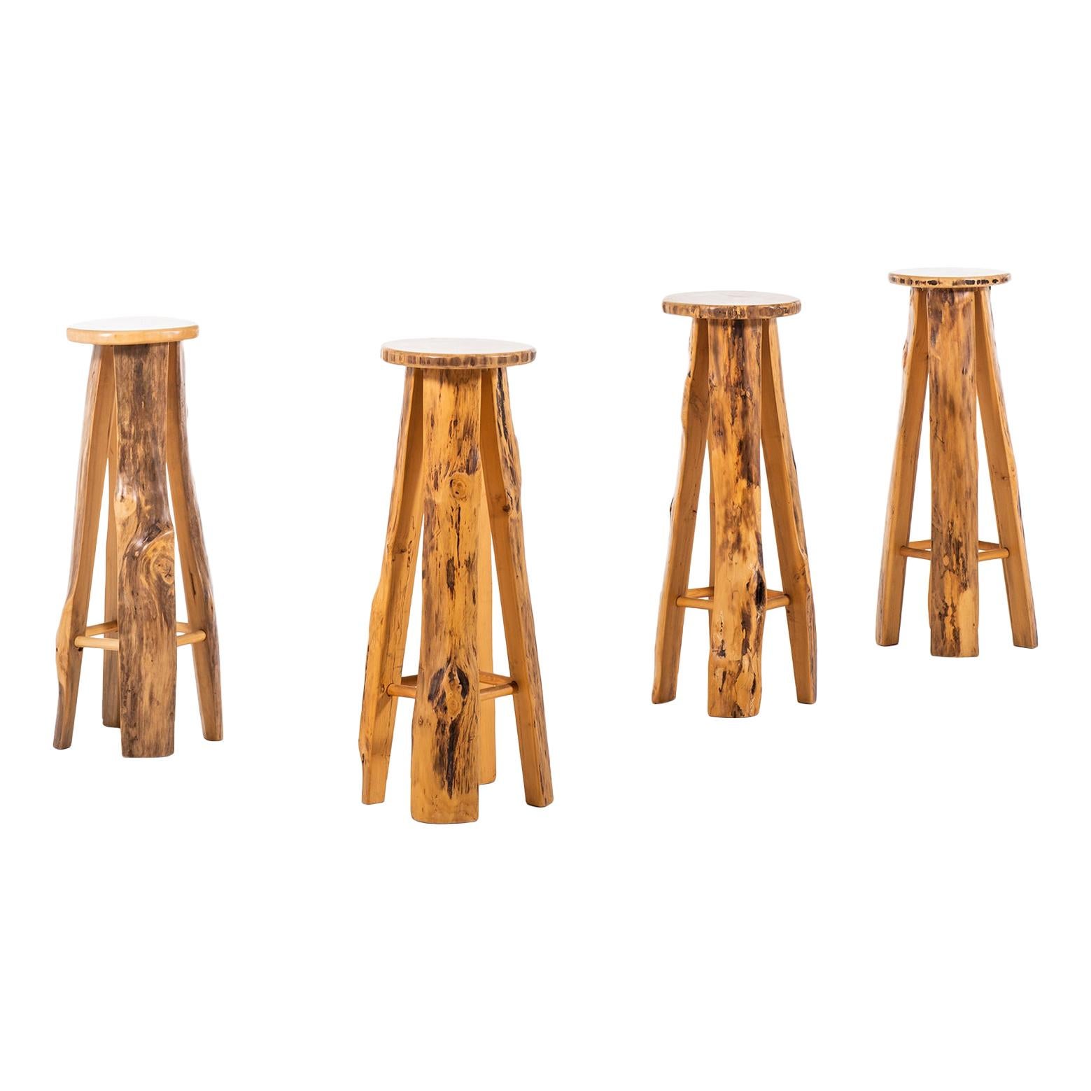 Sigvard Nilsson Bar Stools in Poplar Produced by Söwe in Sweden For Sale