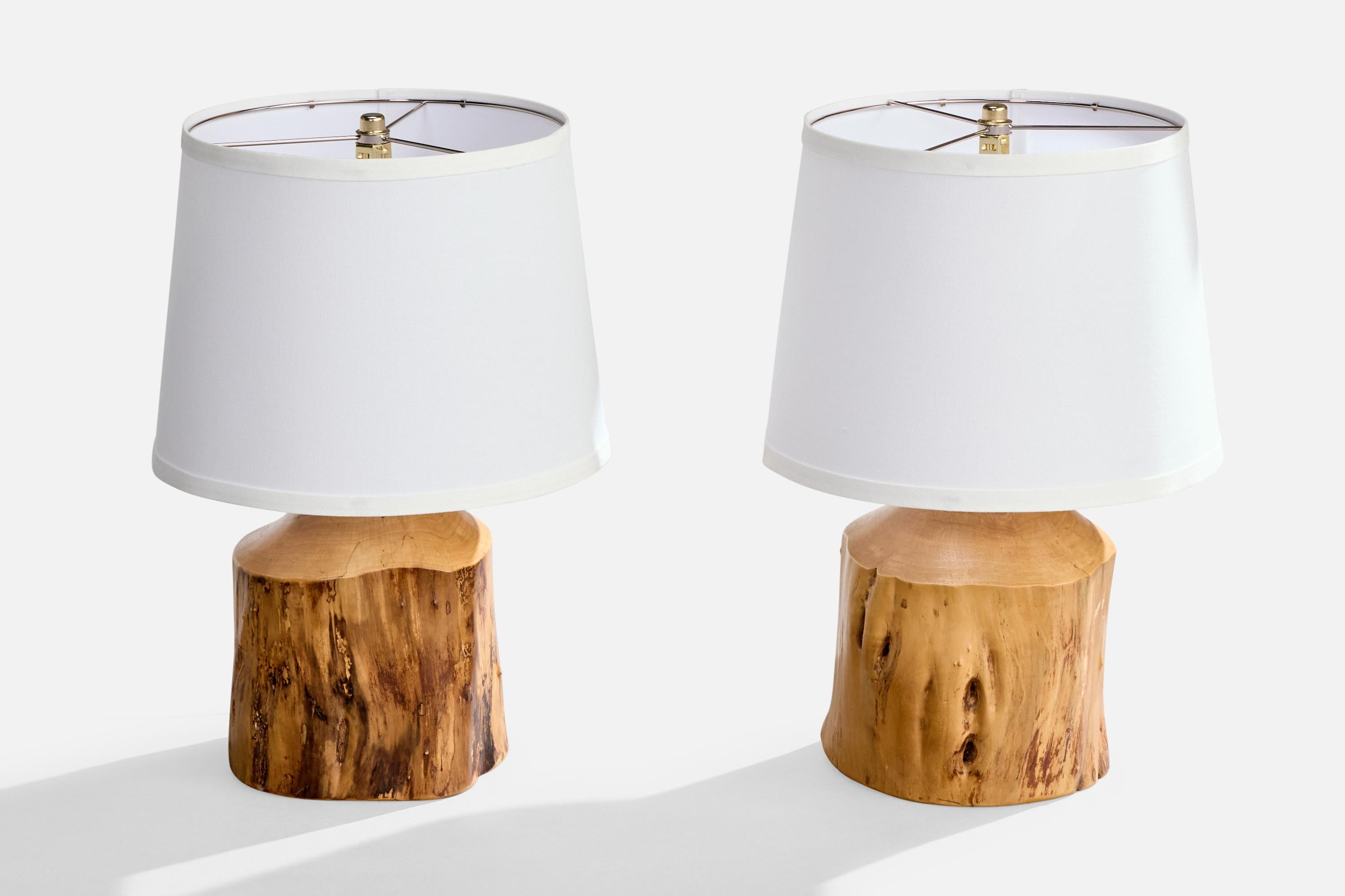 Mid-Century Modern Sigvard Nilsson, lampes de table, bois de coton, Suède, 1970 en vente