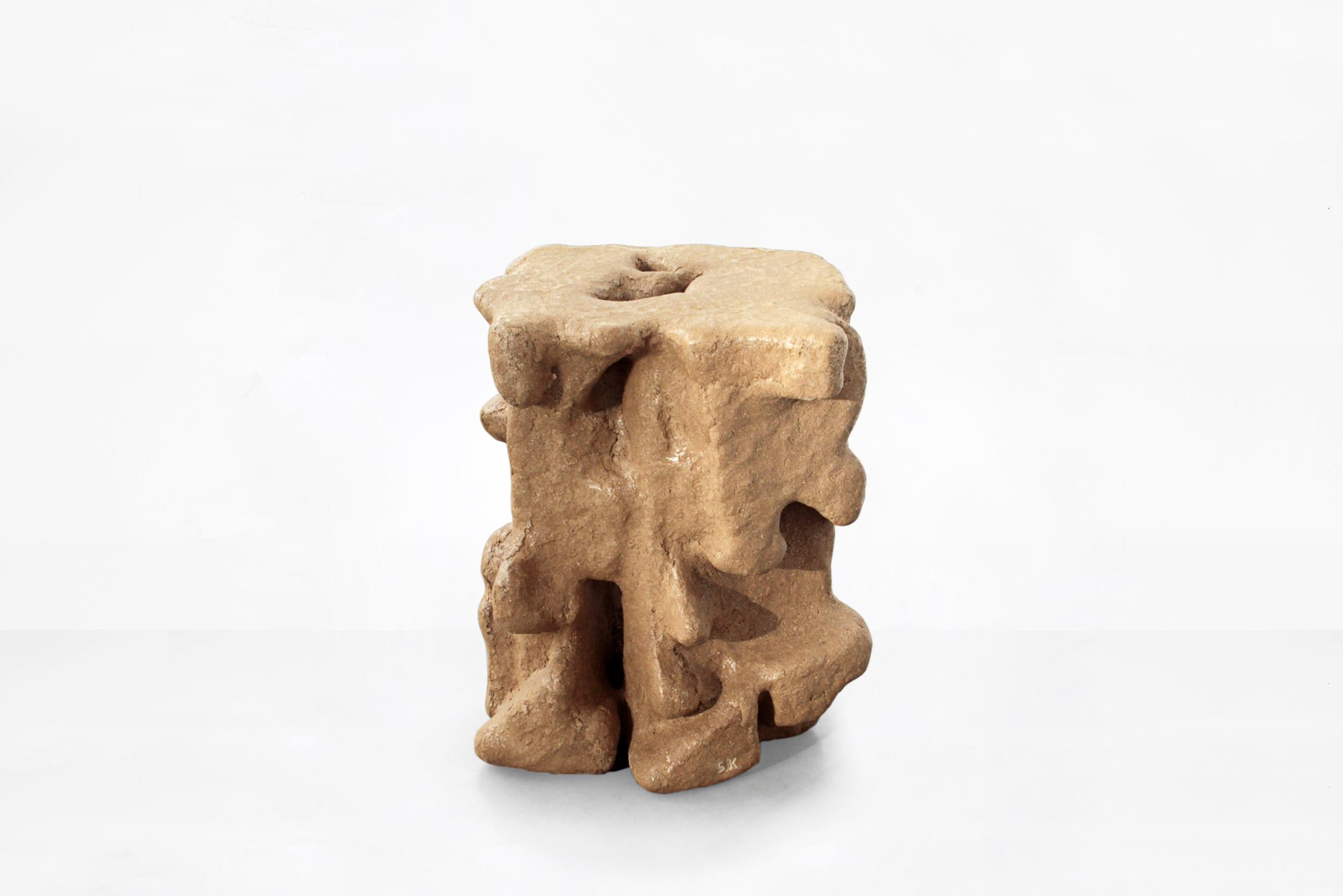 Norwegian Sigve Knutson Wood Clay Side Table, Manufactured by Sigve Knutson, Oslo, 2019