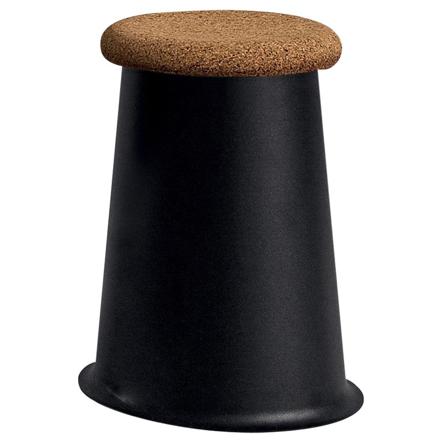 Siit Stool, Black Lacquered Metal Base and Natural Cork Seat by Discipline Lab For Sale