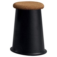 Siit Stool, Black Lacquered Metal Base and Natural Cork Seat by Discipline Lab