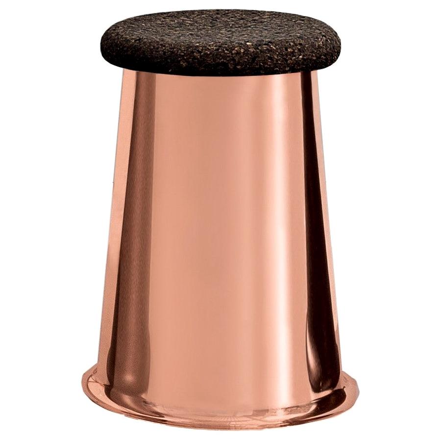 Siit Stool, Polished Copper Base and Dark Cork Seat by Discipline Lab