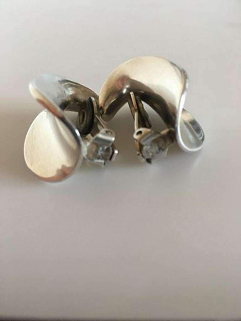 Modern SIK Earrings Sterling Silver 'Silversmithy in Kolding' For Sale