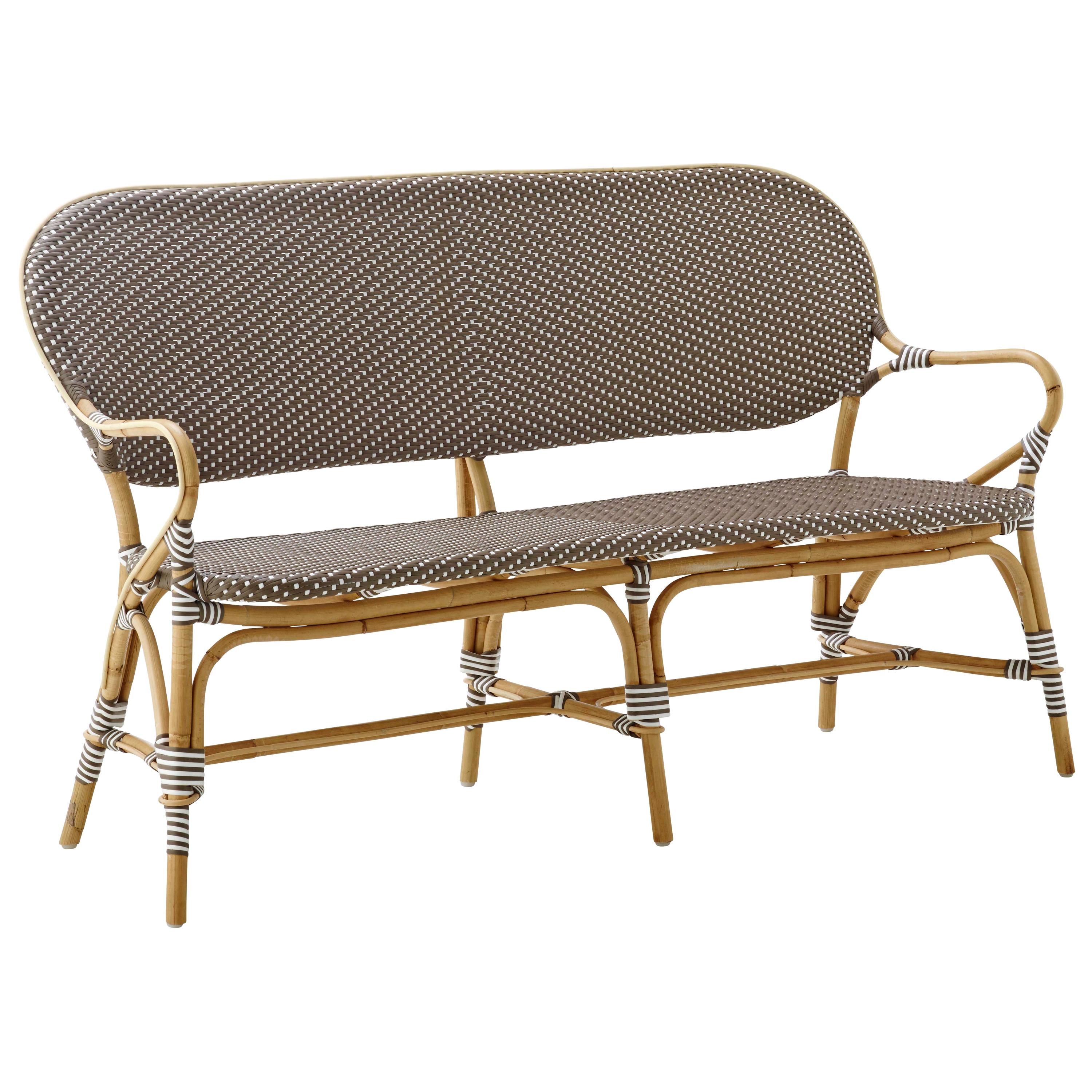 Sika Design Isabell Rattan Bistro Bench in Cappuccino with White Dots For  Sale at 1stDibs | french bistro bench, white rattan bench, sika bench