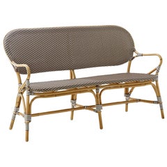 Sika Design Isabell Rattan Bistro Bench in Cappuccino with White Dots