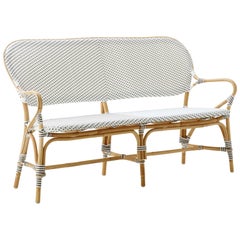 Sika Design Isabell Rattan Bistro Bench in White with Cappuccino Dots