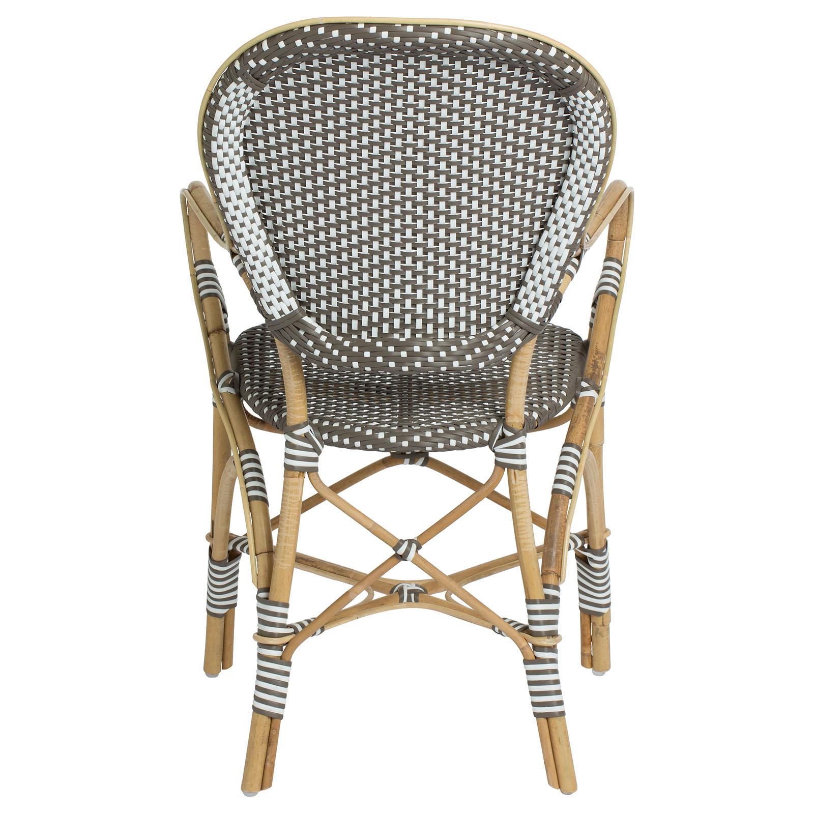 Modern Sika Design Isabell Woven Rattan Bistro Armchair in Cappuccino with White Dots