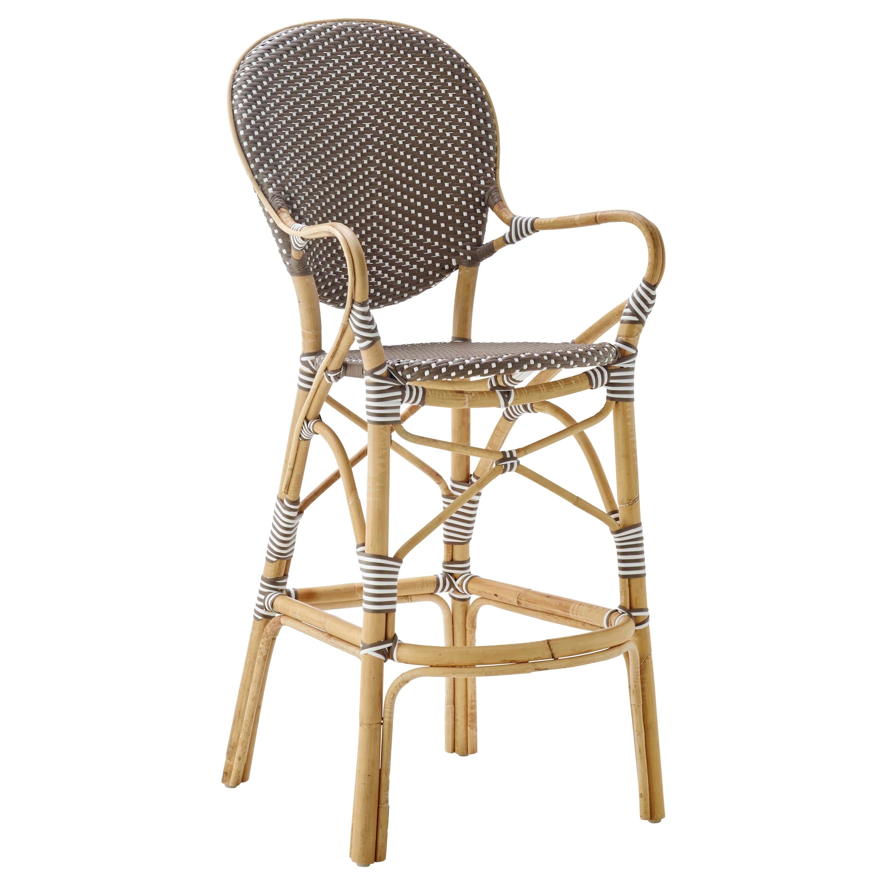 Sika Design Isabell Woven Rattan Bistro Bar Stool in Cappuccino with White Dots