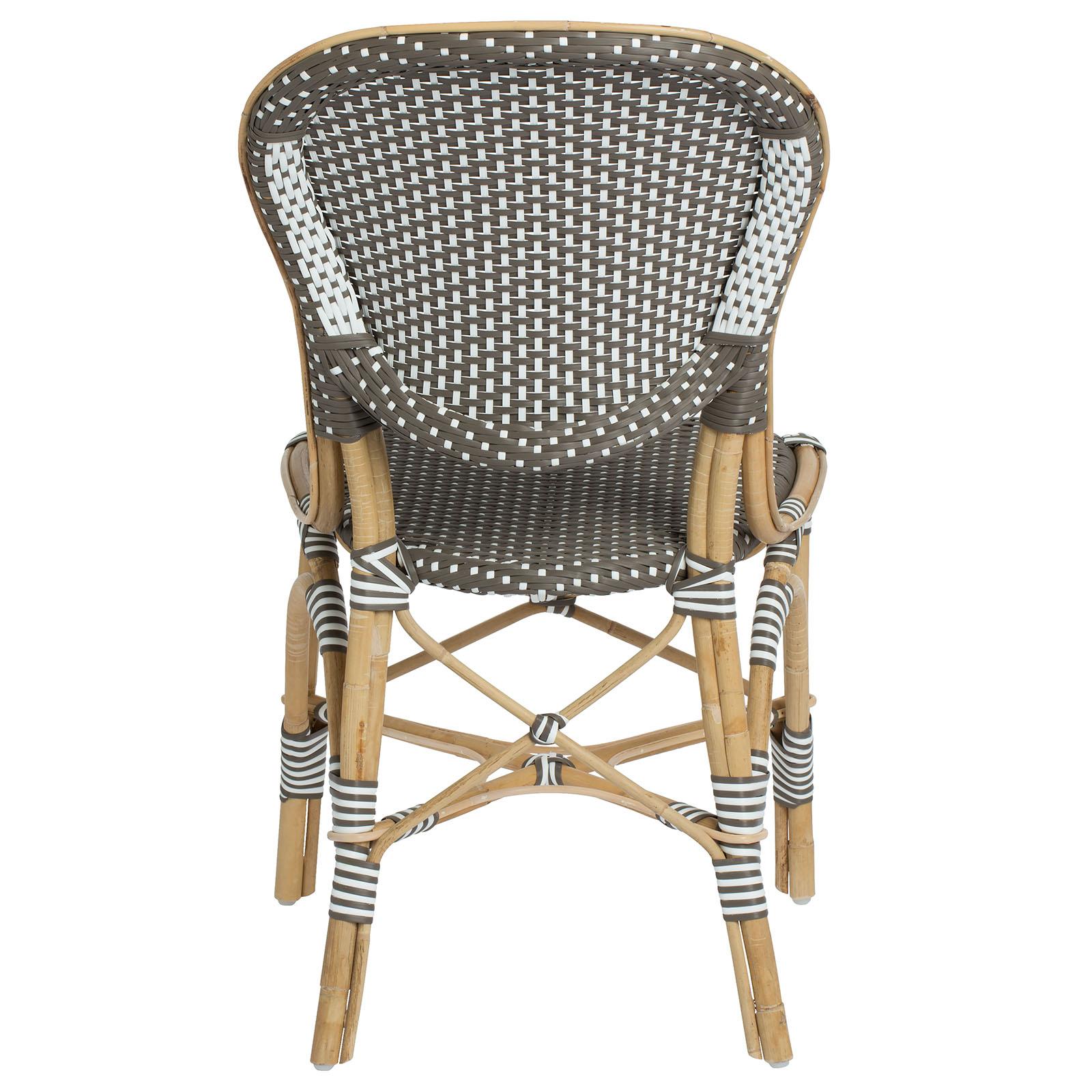 Moderne Sika Design Isabell Chaise d'appoint Bistro en rotin tressé en Cappuccino à pois blancs
