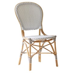 Sika Design Isabell Woven Rattan Bistro Side Chair in White with Cappuccino Dots