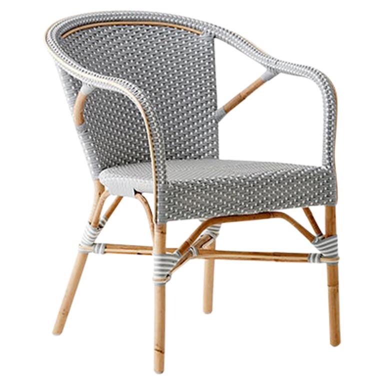 Sika Design Madeleine Woven Rattan Bistro Armchair in Grey with White Dots